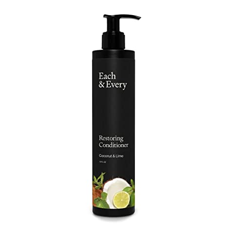 Each & Every Restoring Conditioner, Sulfate and Silicone Free | Made with Essential Oils, Plant-Based Vegan Formula (Coconut & Lime)