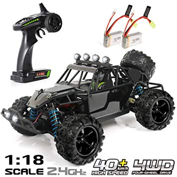 EXERCISE N PLAY RC Car, Remote Control Car, Terrain RC Cars, Electric Remote Control Off Road Monster Truck, 1:18 Scale 2.4Ghz Radio 4WD Fast 30  MPH RC Car, with 2 Rechargeable Batteries