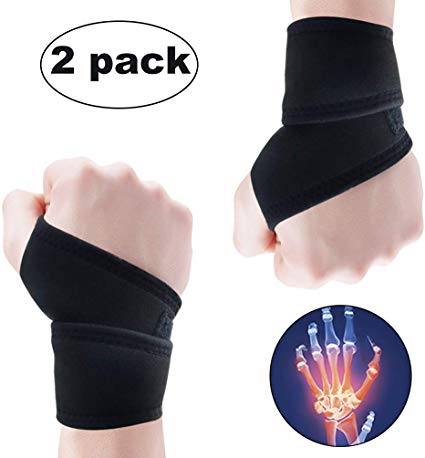 2019 Wrist Support Brace, Adjustable Wrist Strap Reversible Wrist Brace for Sports Protecting/Tendonitis Pain Relief/Carpal Tunnel/Arthritis/Injury Recovery, Right&Left Hand Available, 2 Pack