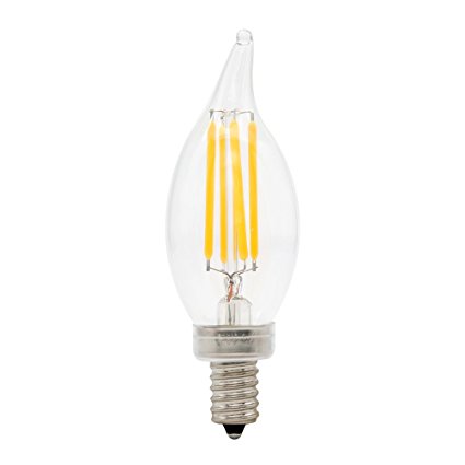 NATIONALMATER LED Filament Bulb CA10 Dimmable 4W (40W Incandescent Bulbs Replacement) E12 Base Warm White 2700K Vintage LED Candelabra Bulbs