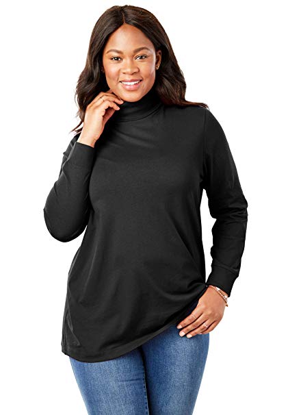 Woman Within Women's Plus Size Perfect Long Sleeve Turtleneck