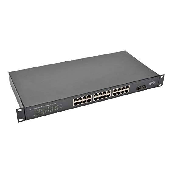 Tripp Lite 24-Port Gigabit Ethernet Switch Rackmount Metal 1U, 2 Gigabit SFP Ports 10/100/1000Mbps (NG24)