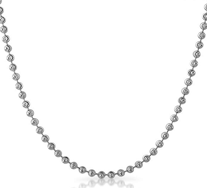 925 Sterling SIlver 3mm Moon Cut Bead Chain Necklace- Perfect for pendants or alone-Made in Italy