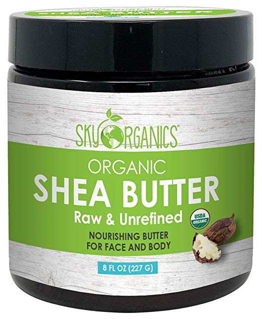 USDA Organic Unrefined African Shea Butter (8 oz Jar) 100% Pure & Raw Ivory Moisturizing Butter - Rich Body Moisturizer for Dry Skin - Great for DIY Whipped Body Butters