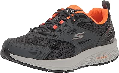 Skechers Men's GOrun Consistent-Athletic Workout Running Walking Shoe Sneaker with Air Cooled Foam, Grey/Orange, 9.5 X-Wide