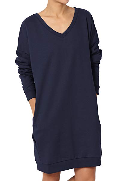 TheMogan Casual Oversized Crew Or V-Neck Sweatshirts Loose Fit Pullover Tunic S~3XL