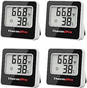 ThermoPro TP157 4 Pack Hygrometer Indoor Thermometer for Home, Digital Room Thermometer with Temperature Humidity Sensor for Greenhouse Office Cellar