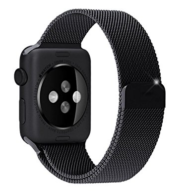 Apple Watch Band, CellPro'S Apple watch band Extra Strengh Magnet Lock - 5 Year Warranty - Milanese Loop Stainless Steel (42 Black)
