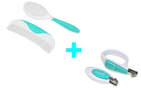 Summer Infant Brush and Comb   Nail Clipper Set, Teal/White