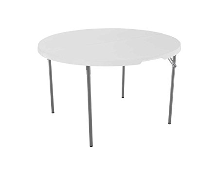 Lifetime 280064 Commercial Fold-In-Half Round Table, 4 Feet, White Granite