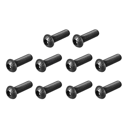 uxcell M6x20mm Button Head Hex Socket Cap Screw Bolt Black 50pcs