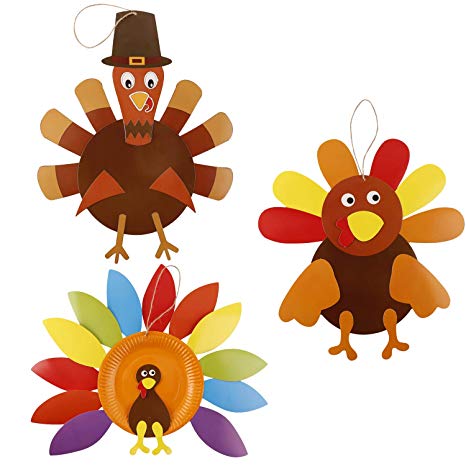 Thanksgiving Turkey Craft Kits, DIY Festive Fall Thanksgiving Party Game School Activities and Door Hanging Ornament Decoration Supplies for Kids and Adults, 3 Pack