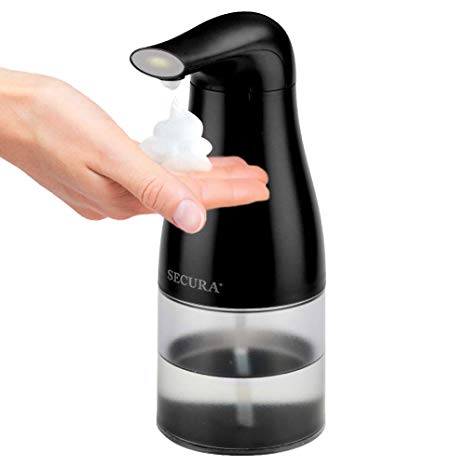 Secura Automatic Foaming Soap Dispenser 14oz/400ml Infrared Motion Sensor Premium Touchless Battery Operated Electric Automatic Foam Soap Dispenser/Black