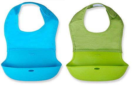 Luiley Lightweight Baby Roll Up Bib, BPA Free Bibs / Waterproof Silicone Non-Toxic Bib- Unisex Baby Bib Wipes Clean, Comfortable Soft Toddlers Bibs Keeps Stains Off