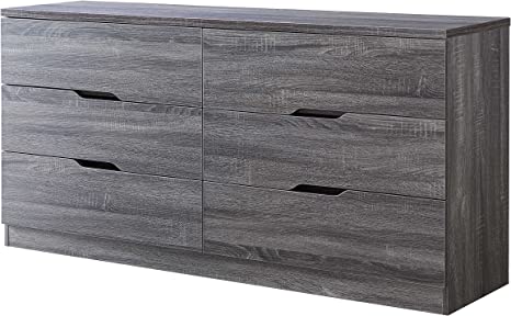 ioHOMES Pritt Modern 6-Drawer Dresser, Distressed Gray