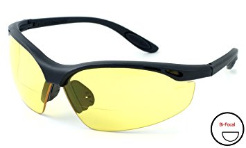 Calabria 91348 Bi-Focal Safety Glasses UV Protection in Yellow  1.50
