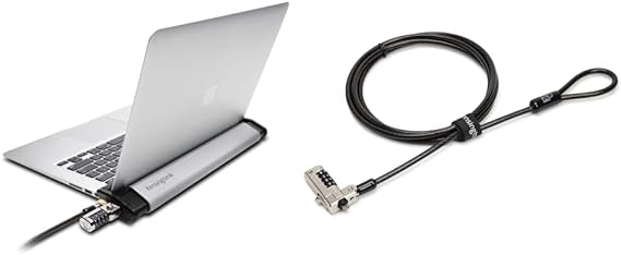 Kensington MacBook and Surface Laptop Locking Station with Combo Lock Cable (K64454WW), Combination Lock & N17 Dell Laptop Computer Lock, Combination Security Locking Cable (K68008WW) Black