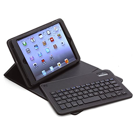 Aduro FACIO Case with Bluetooth Removable Keyboard for Apple iPad Mini (Black)