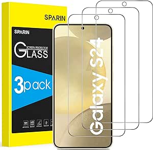 SPARIN 3 Stück Schutzfolie für Samsung Galaxy S24 Panzer Schutz Glas, HD-Klar, Fingerabdruck-ID Kompatibel, 9H Härte, Anti-Kratzen