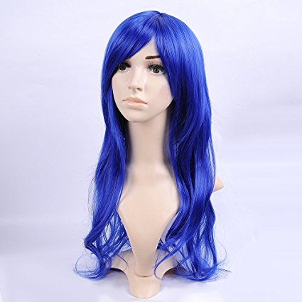 Long Big Wavy Hair Heat Resistant Cosplay Wig (Blue)
