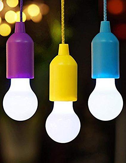 Bright Pull Cord LED Light, Kemilove Portable Outdoor Garden Camping Hanging LED Light Lamp (Blue)