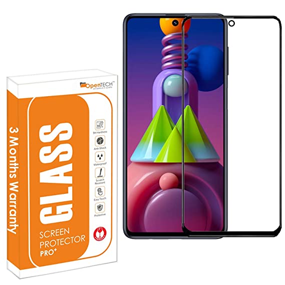 OpenTech® Tempered Glass Screen Protector Compatible for Samsung Galaxy M53 5G with Edge to Edge Coverage and Easy Installation kit