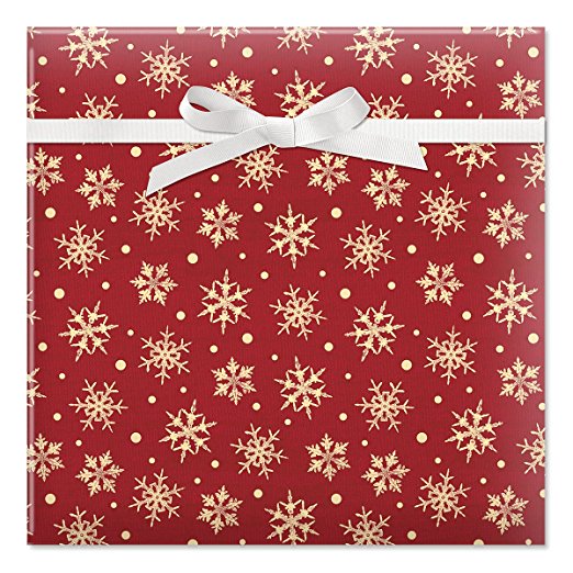Snowflake Dots Jumbo Rolled Gift Wrap- 72 sq ft.