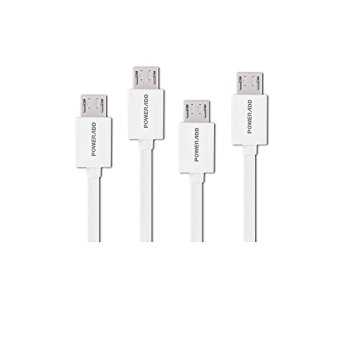 Poweradd 4-Pack Micro USB Cable (4ft/1.2m) USB 2.0 A Male to Micro B Charge and Sync Cable with High Speed for Android, Samsung, HTC, LG, Nexus, Nokia, Sony, External Batteries and More - White