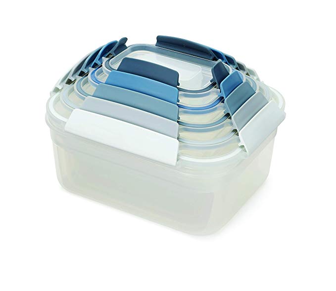 Joseph Joseph 81108 Nest Lock Plastic Food Storage Container Set with Lockable Airtight Leakproof Lids, 10-piece, Sky