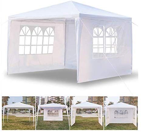 Leoneva 9'10'' x 9'10'' Three Sides Portable Shade Waterproof Tent for Outdoor Party Wedding Commercial Activity Pavilion BBQ Beach Car Shelter White (Three Sides)