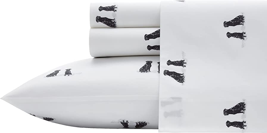 Eddie Bauer - Twin Sheets, Cotton Percale Bedding Set, Crisp & Cool Home Decor (Labrador Fields White, Twin)