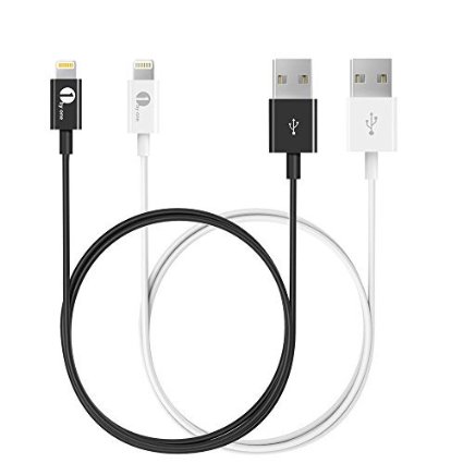 1byone 2-Pack MFI Certified Lightning to USB Cable 3.3ft / 1m for iPhone 6s 6 Plus 5s 5c 5, iPad mini, iPad Air, iPad Pro, iPod touch 6th Gen / nano 7th Gen, White and Black