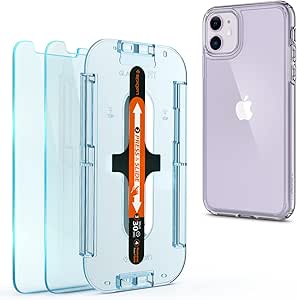 Spigen Tempered Glass Screen Protector [GlasTR EZ FIT] and Ultra Hybrid designed for iPhone 11