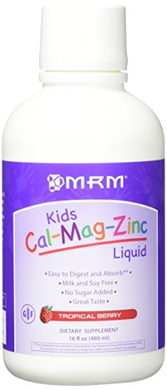 MRM Kids Cal-Mag-Zinc Liquid Metabolic Response Modifiers, Tropical Berry, 16 Fluid Ounce