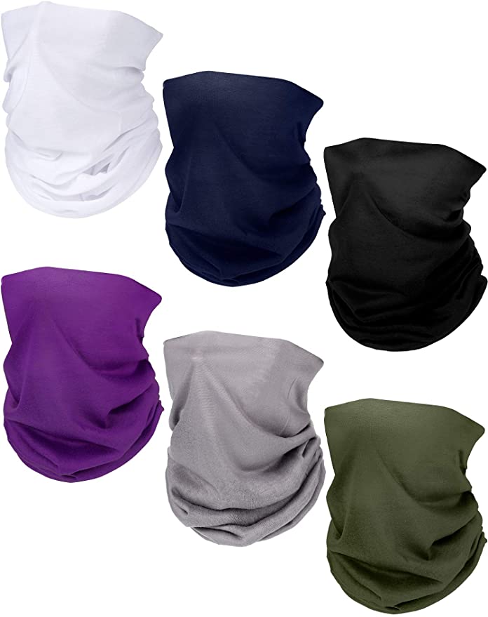 6 Pieces Summer Lightweight Neck Gaiter Sun Protection Face Cover Breathable Mouth Cover for Men and Women