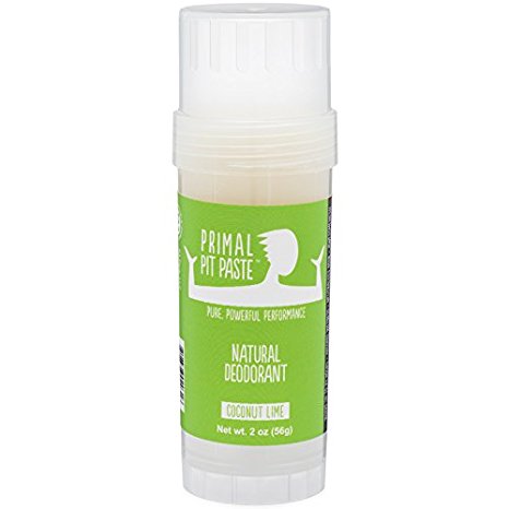 Primal Pit Paste All Natural Coconut Lime Deodorant – Aluminum Free, Paraben Free, Non-GMO for Women and Men – Earth Friendly, BPA Free 2 Ounce Stow-and-Go Stick – Scented with Essential Oils