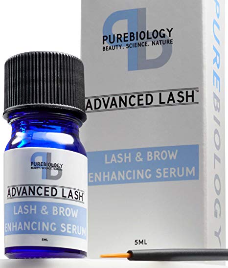 Pure Biology Eyelash Growth Serum & Eyebrow Enhancer w/ Breakthrough Growth Stimulating Complex - Safe & Irritation-Free (Precision Applicators Included)