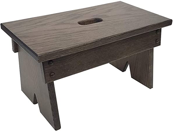 Peaceful Classics Step Stool Solid Oak, Handmade Amish Footstool for Kitchen, Bedroom, Living Room, or Bathroom (Antique Slate)