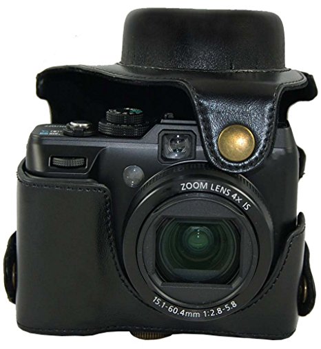 MegaGear "Ever Ready" Protective Black Leather Camera Case, Bag for Canon PowerShot G1X , G1 X