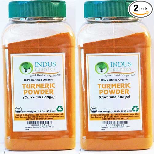 Indus Organic Turmeric Curcumin Powder Spice 1 Lb X2 Jars High Purity Freshly Packed