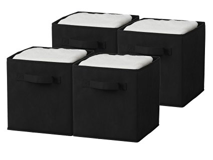 Sorbus® Foldable Storage Cube Basket Bin (4 Pack, Black)