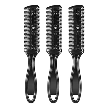 Frcolor 3pcs Hair Thinner Comb Double Side Hair Cutting Razor Comb for Thin and Thick Hair Cutting Styling (Black)