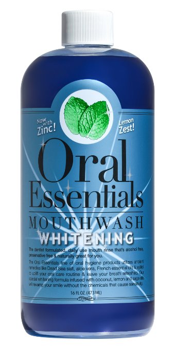 Oral Essentials Whitening Formula Mouthwash 16 Oz For Daily Use Without Sensitivity Whiter Teeth in Two Weeks or less Money Back Guarantee
