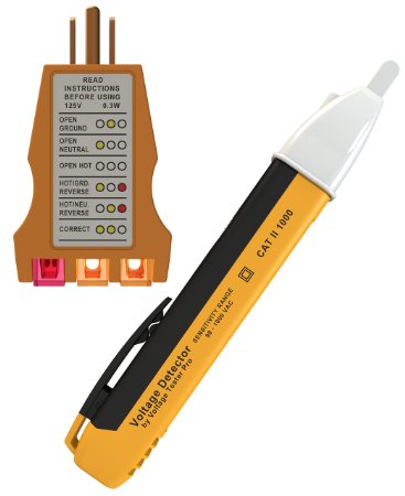Circuit Tester and Electrical Voltage Detector Pen Set - Test your Home for a Live Wire AC Volt Current on a Receptacle GFCI Outlet Socket for Polarity