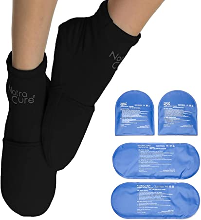 NatraCure Cold Therapy Socks and Extra Gel Packs Bundle - Size: L/XL