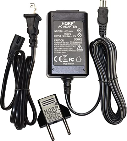 HQRP AC Adapter / Charger for Sony HandyCam DCR-DVD100, DCR-DVD101, DCR-DVD200, DCR-DVD201, DCR-DVD300, DCR-DVD301 Camcorder with USA Cord & Euro Plug Adapter