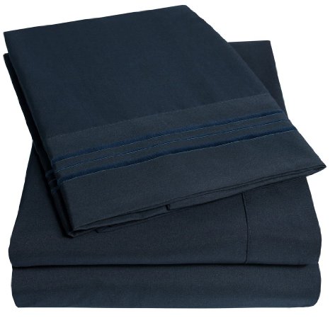 1500 Supreme Collection Bed Sheets - 4 Piece Bed Sheet Set Deep Pocket HIGHEST QUALITY and LOWEST PRICE SINCE 2012 - Wrinkle Free Hypoallergenic Bedding - All Sizes 23 Colors - Queen Navy