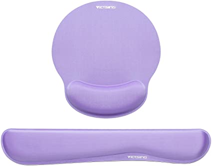 VicTsing Keyboard Wrist Rest and Mouse Pad with Wrist Support, Ergonomic Mouse Pad, Durable & Comfortable & Lightweight for Easy Typing, Pain Relief, Memory Foam Keyboard Pad Set for Laptop/Mac,Purple