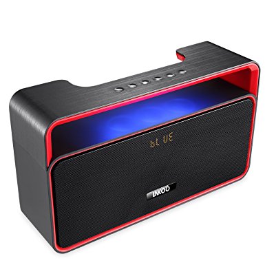 LNKOO Classic Sound Cannon Portable Wireless Powerful Sound with Enhanced Bass Surround BoomBox Subwoofer with FM Radio for Home and Outdoor Party Beach Picnic - Red