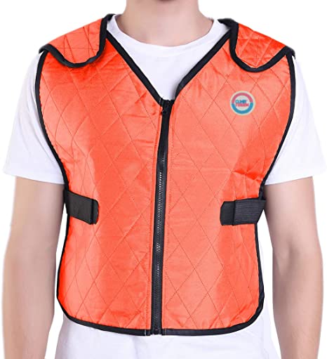 Climafusion Cooling Vest for Women & Men Adjustable Ice Vest Breathable Comfort Psyctic Vest Gear for Women & Man for Fishing Cycling Running Cooking Wearer Stays Cool and Dry (L/XL, Orange)